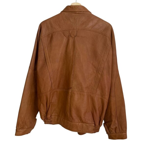 Vintage Jewels Mens Leather Bomber Jacket Brown Size 2XL Retro‎ Rugged Western - Picture 2 of 12